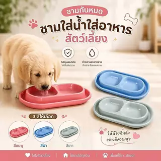 Boqi factory ชามกันมดสำหลับใส่อาหารสัตว์เลี้ยง ชาม 2 หลุม BP113