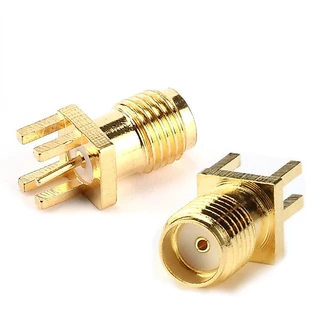 แจ็คเชื่อมต่อ SMA ตัวเมีย 10 ชิ้น สําหรับตัวเชื่อมต่อ RF PCB ชุบทอง ขอบบัดกรี 1.6 มม.
