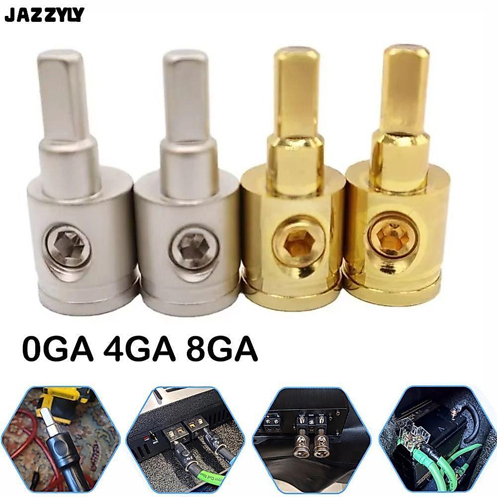 CODJAZZYLY ขั้วต่อเครื่องเสียงรถยนต์, 0GA 4GA 8GA ทองแดงบริสุทธิ์ลําโพงรถยนต์ขั้วลวด, ทองเงินพลังงาน