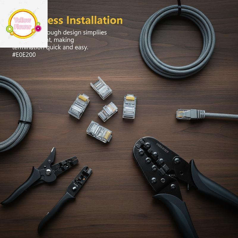 YellowFlower 100PCS Cat6 UTP FTP RJ45 Ethernet Cable Connectors ปลั๊กเครือข่ายที่เชื่อถือได้สําหรับโ