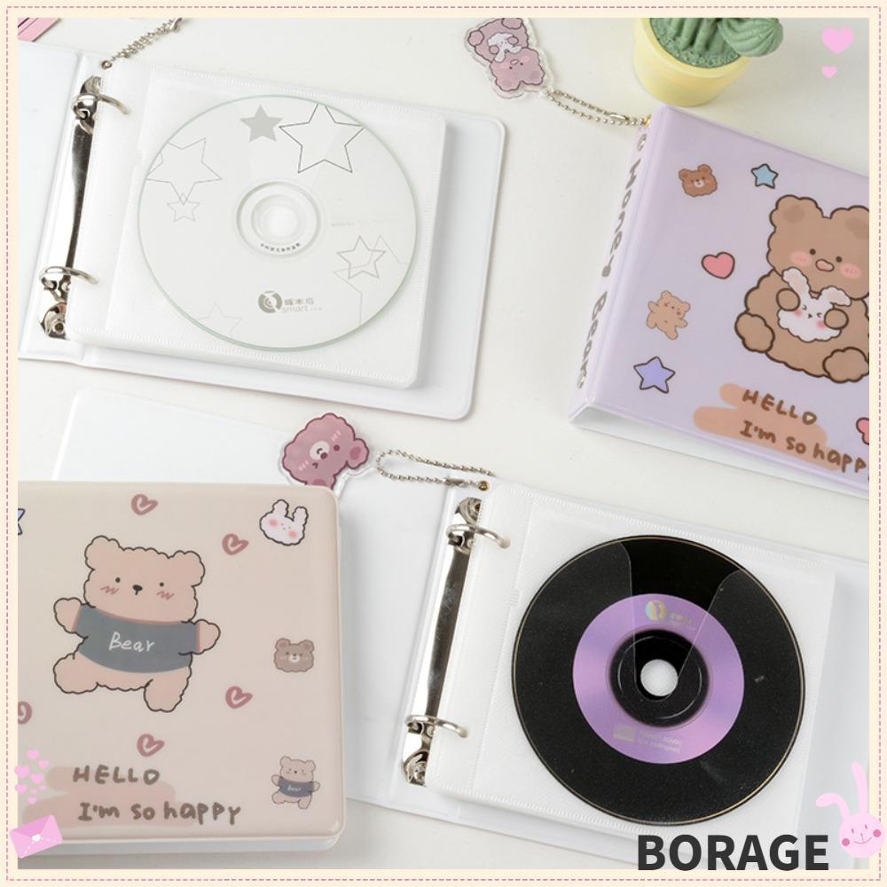 BORAG CD Storage Album,หลวมรวบรวมหนังสือ CD Holder,แบบพกพาการ์ตูนหมี CD Storage DVD Binder CD
