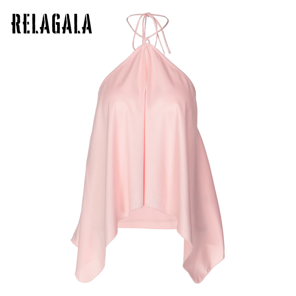 RELAGALA เสื้อชั้นในสตรีผู้หญิง 2026 ใหม่สีทึบเปลือยหลวมพอดีลําลองแฟชั่นเสื้อกล้ามเชือกแขวนคอ