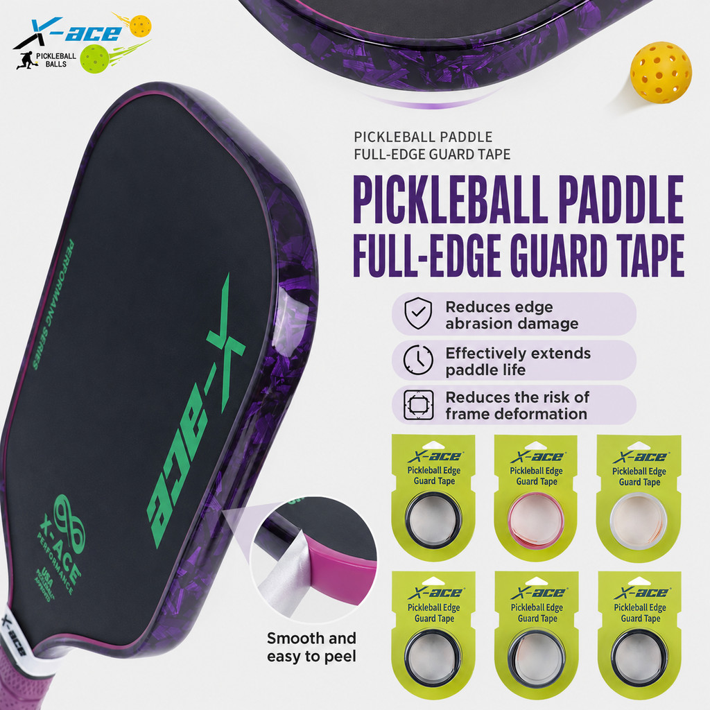 X-ACE 3 ชิ้น Pickleball Paddle Edge Guard เทป TPU Full-Cover ไม้แถบป้องกัน 750x30 มม.Anti-Scratch ทนต่อการสึกหรอ Easy Peel Wrap