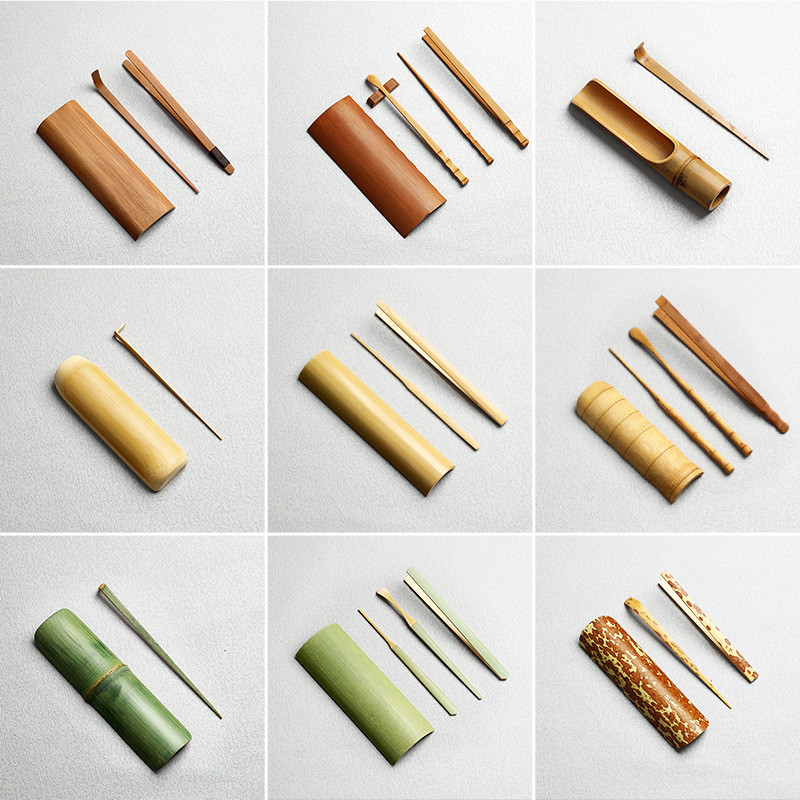 Handmade natural bamboo tea utensil set: tea needle, tea spoon, tea tongs, and other accessories for