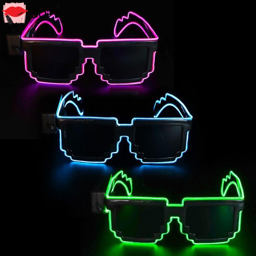 แว่นตา LED โมเสก SOFTNESS, ไนท์คลับปาร์ตี้นีออนไร้สายแว่นตามีไฟ LED เรืองแสงในที่มืด, นวนิยายฮาโลวีนคริสต์มาสวันเกิดนีออน Rave Shades สําหรับผู้ใหญ่เด็ก