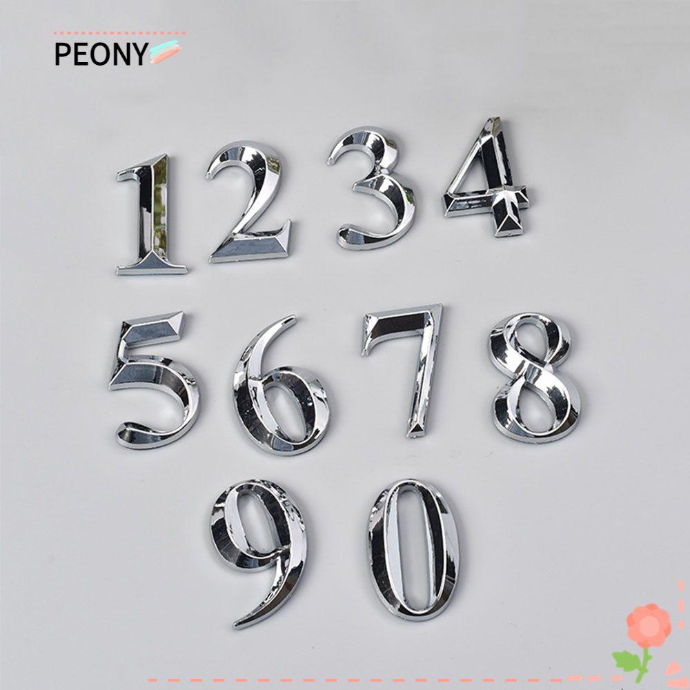 PEONYPAVILION สติ๊กเกอร์เลขบ้านโมเดิร์น 5 ซม. สีเงิน