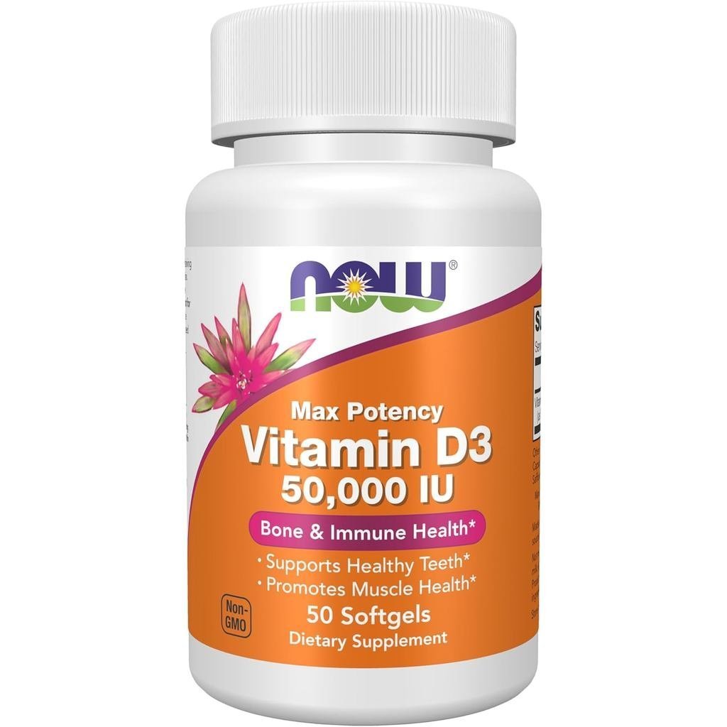 NOW s D3 50000 IU Softgels 50 ซอฟท์เจล