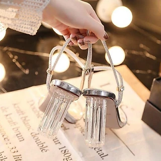 ☘️พร้อมส่ง☘️รองเท้าส้นสูงแฟชั่น แบบใส สายคาด รองเท้าแตะ ใส่สบาย ไม่กัดเท้า ไซส์ 35-42