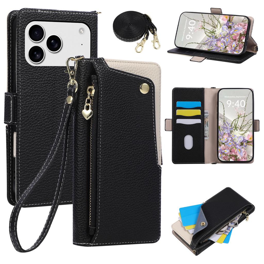 เคสโทรศัพท์ เคส Card Case สําหรับ iPhone 17 Pro Max พร้อมสาย lanyard Flip Cover พร้อมช่องใส่การ์ดเหรียญสําหรับ iPhone 16 PRO MAX 14 15 16 Plus 13 12 promax โทรศัพท์มือถือพร้อมกระเป๋าสตางค์กระเป๋า