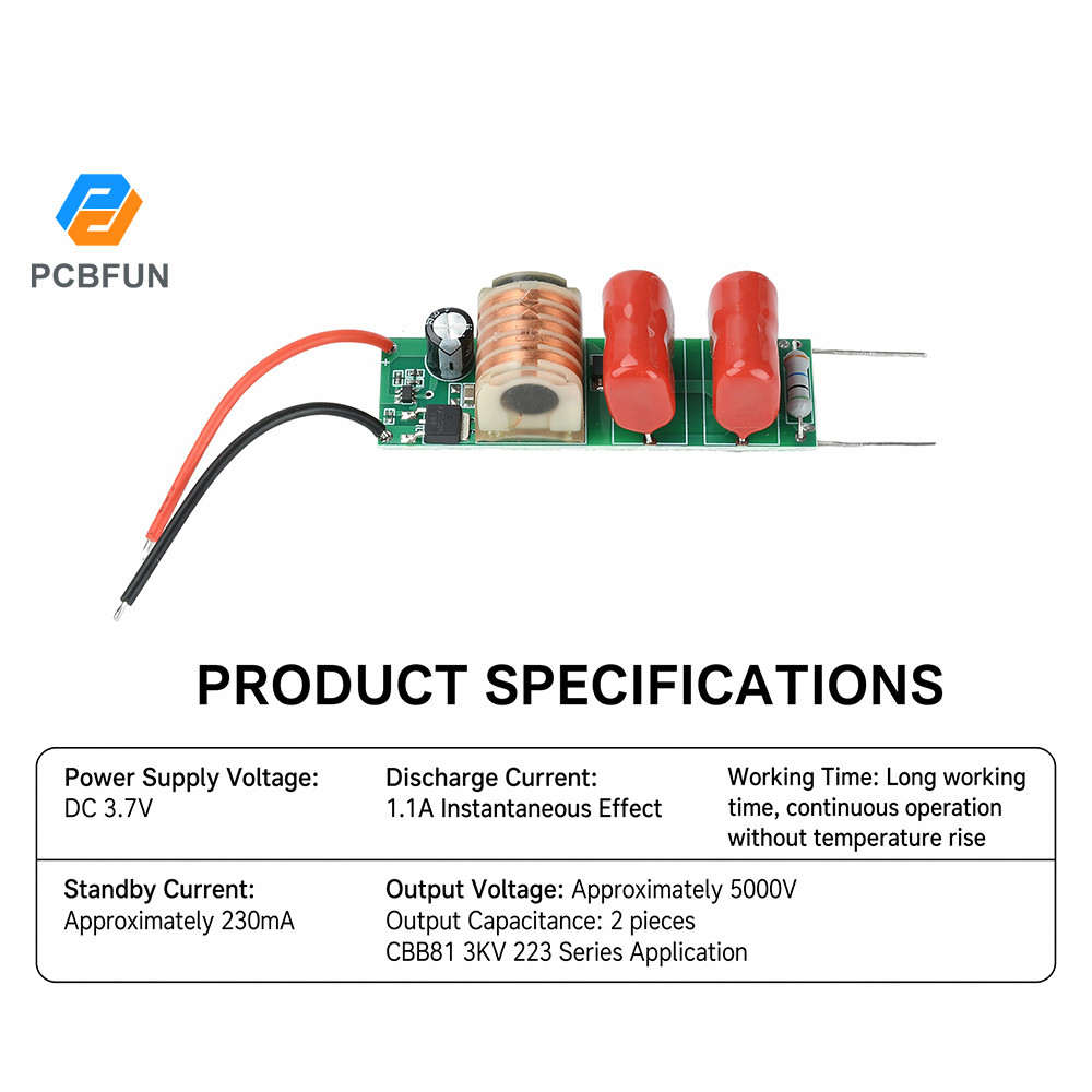 Pcbfun DC 3.7V ถึง 5000V Boost Converter โมดูล Arc Pulse เครื่องตียุงไฟฟ้า Boost Board
