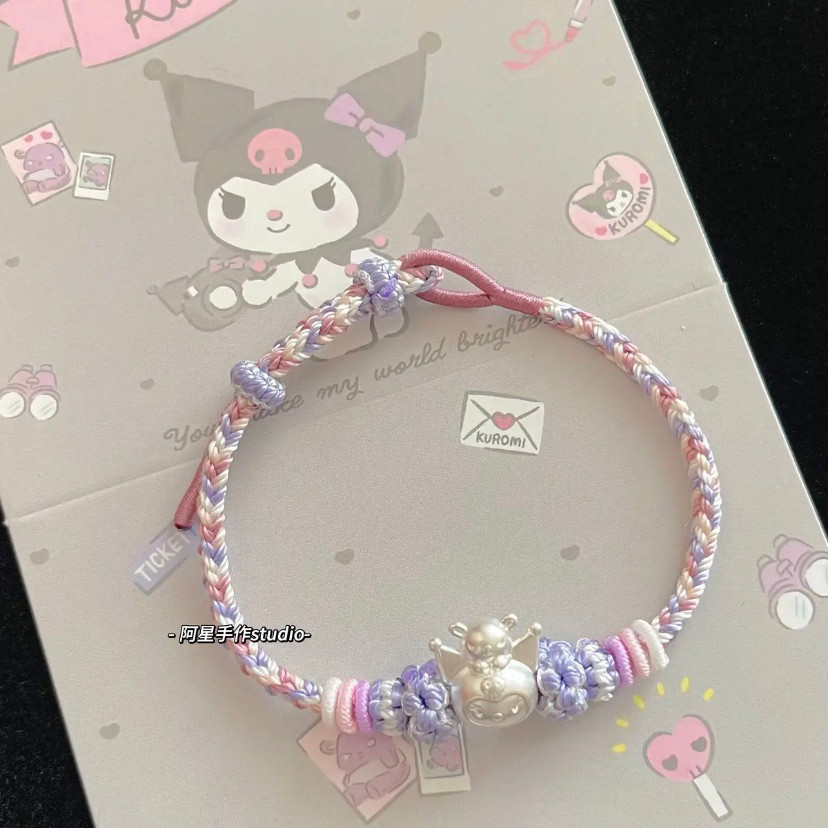 เงินสเตอร์ลิง 999 Kuromi Kitty Cat dongdong แกะการ์ตูน Melody สร้อยข้อมือของขวัญสําหรับเพื่อนร่วมชั้