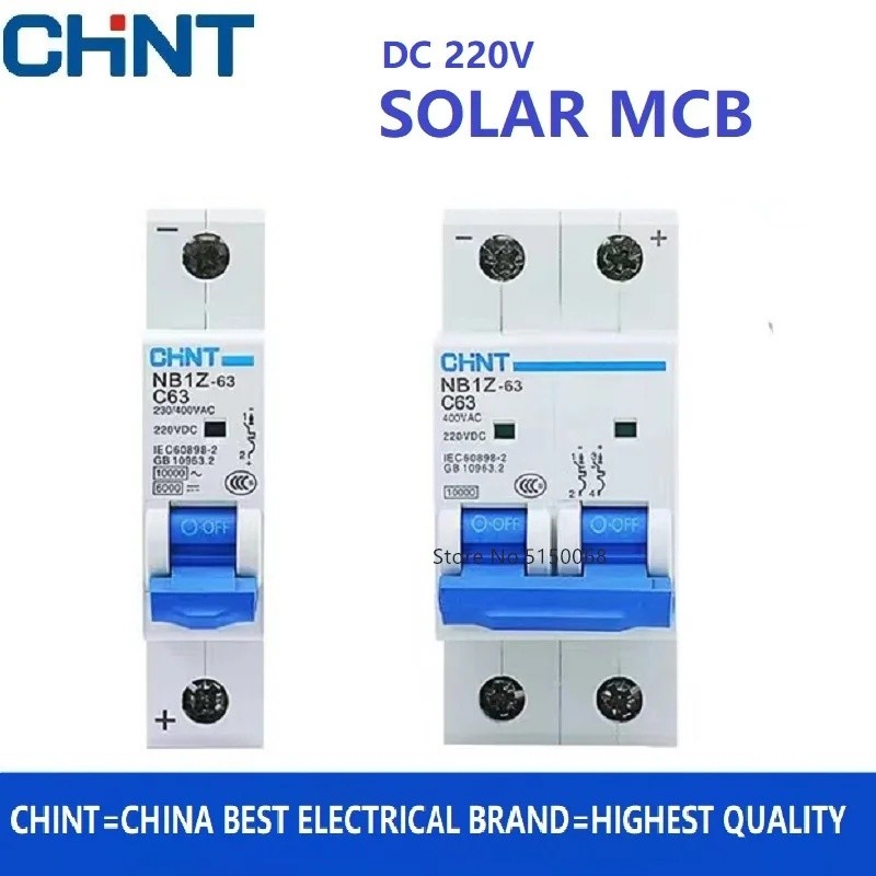 FZ CHINT NB1Z-63 DC220V เซอร์กิตเบรกเกอร์ MCB พลังงานแสงอาทิตย์ สวิตช์อากาศในครัวเรือนแบบโซลาร์เซลล์