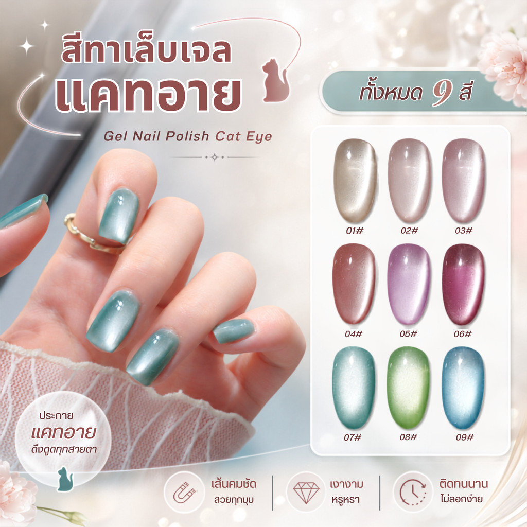 CHARZIEG สีแคทอาย สีทาเล็บเจลแบบกระปุก เม็ดสีแน่น *ต้องใช้แม่เหล็กดึงสีและต้องอบ*