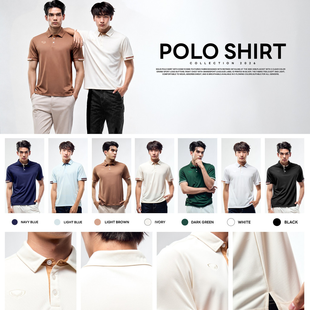 GRAND SPORT เสื้อคอปกแต่งปลายแขน รหัส : 012302