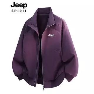 JEEP SPIRIT Men Stand Collar เบสบอล Flight Jacket Casual Windproof Outerwear Top Daily Fashion Coat