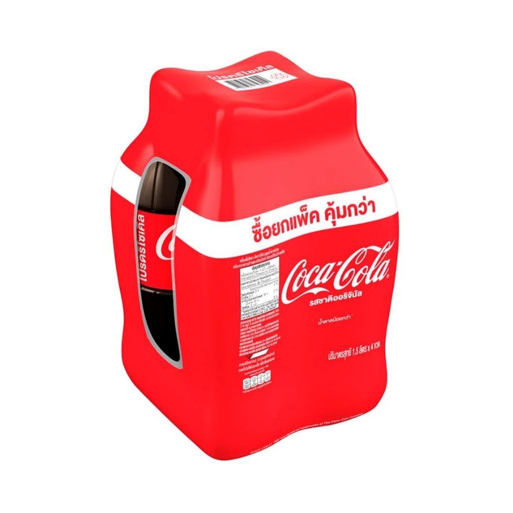 โค้ก น้ำอัดลมรสออริจินัลสูตรน้ำตาลน้อยกว่า Coke Original Less Sugar 1.5ltr. Pack4