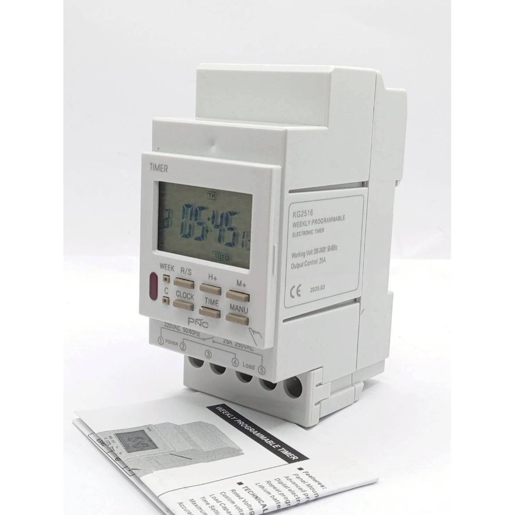 KG2516 เครื่องตั้งเวลาดิจิตอล PNC รุ่น KG2516 220 vสามารถตั้งเวลาเปิด-ปิดอัตโนมัติได้ทั้งแบบรายวันแล