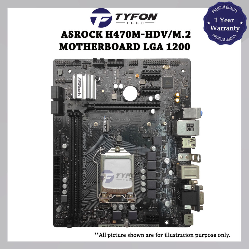 Asrock H470M-HDV/M.2 เมนบอร์ด LGA 1200 DDR4 Micro ATX (ตกแต่งใหม่)