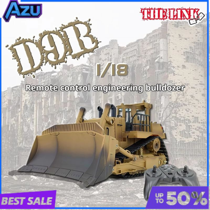 D9R RC Bulldozer 1:18 มัลติฟังก์ชั่นรีโมทคอนโทรลวิศวกรรมยานพาหนะเด็กคริสต์มาสของขวัญ RC Cars