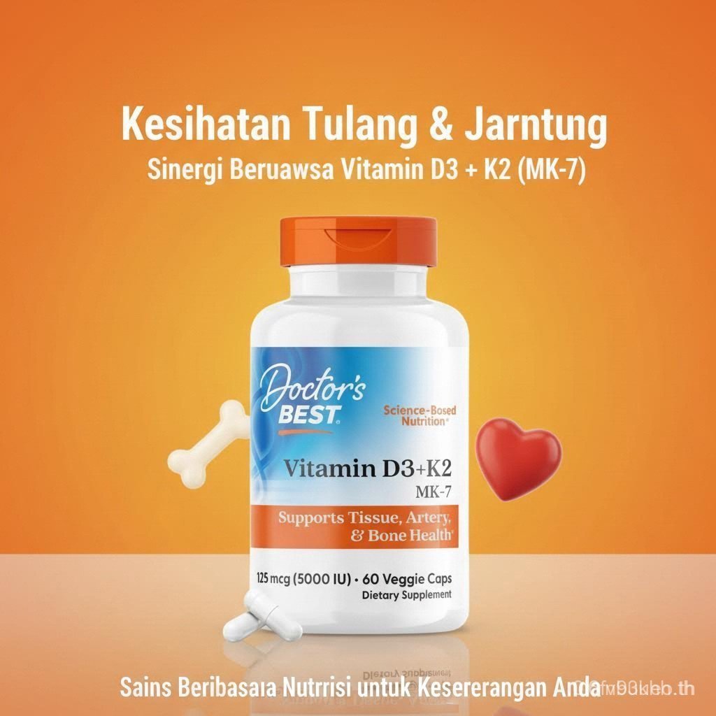 Doctors Best Vitamin D3 + K2 MK-7 5000iu 60 แคปซูลมังสวิรัติผลิตภัณฑ์เสริมอาหาร Synergy พรีเมี่ยมสําหรับกระดูกและศิลปะ EXP2028 TYRZ EAVN
