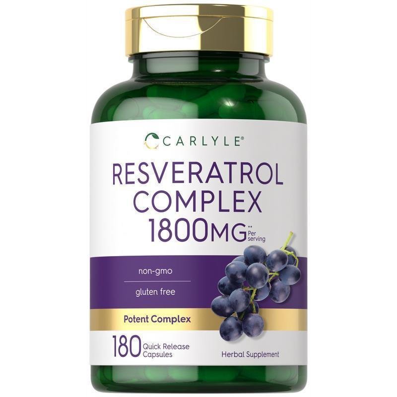 Carlyle Resveratrol plement 1800มก | 180 แคปซูล | ไม่ใช่จีเอ็มโอ & ปราศจากกลูเตน | Potent Complex ZW