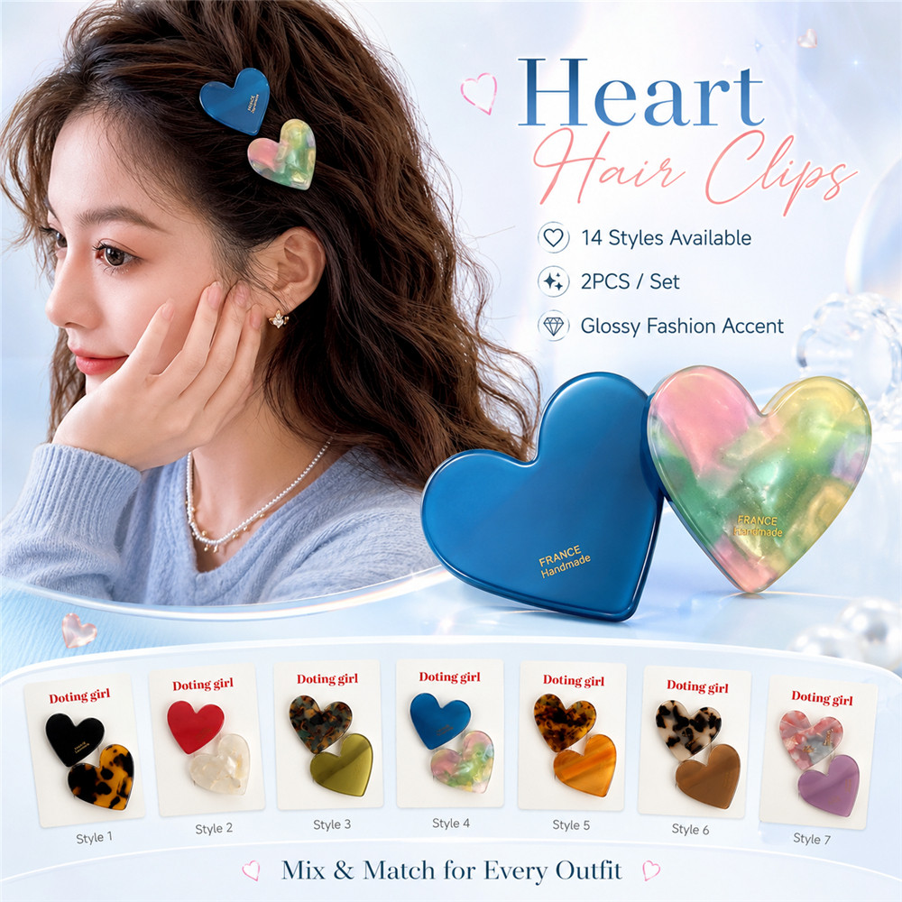 New Sweet Purple Blue Milk White Black Green Love กิ๊บติดผมอะคริลิคจากญี่ปุ่นและเกาหลีใต้
