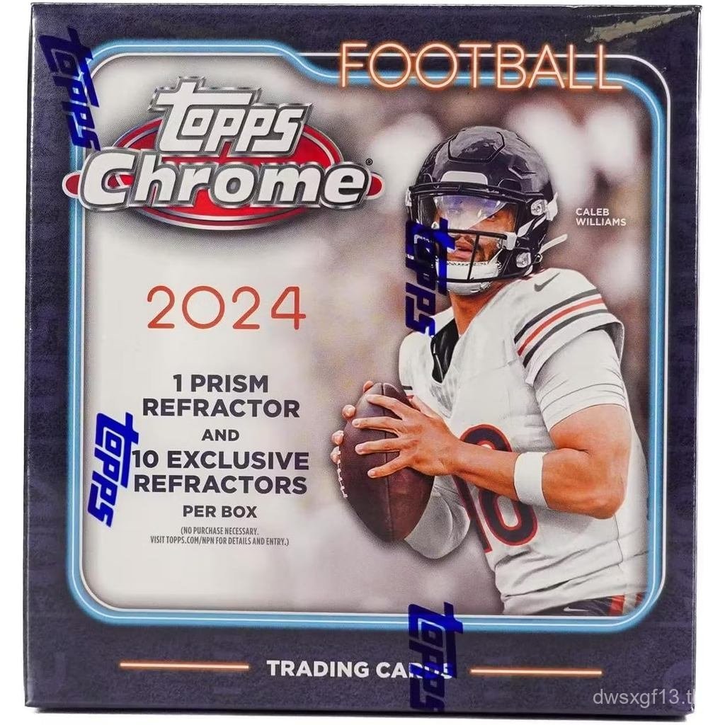 2024 Topps Chrome Football 7-Pack Trading Card Mega Box (1 Prism Refractor + Ten Rookies Per Box!) H