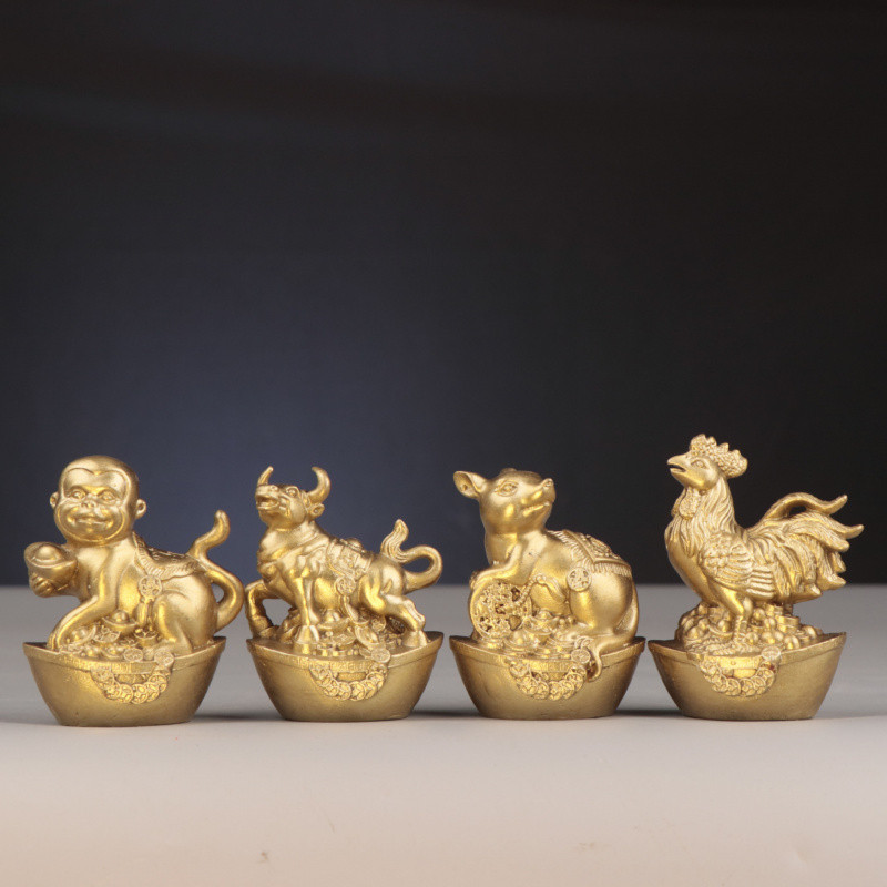 โฮมออฟฟิศทองแดง Copper Zodiac Copper Ingot Zodiac Mini Zodiac Ingot เครื่องประดับ