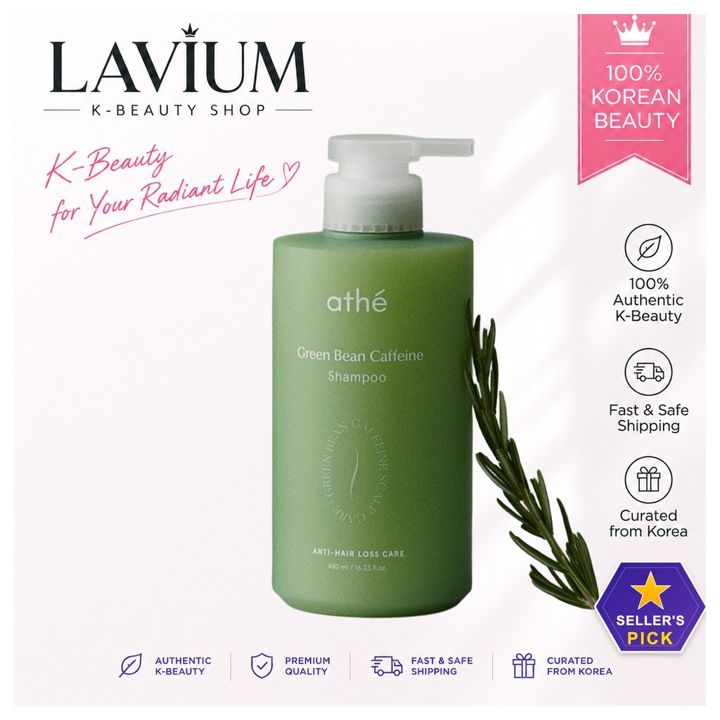[athé] Green Bean Caffeine Shampoo, 480ml, 1 ชิ้น / Korean Caffeine Shampoo / Scalp Revitalization /