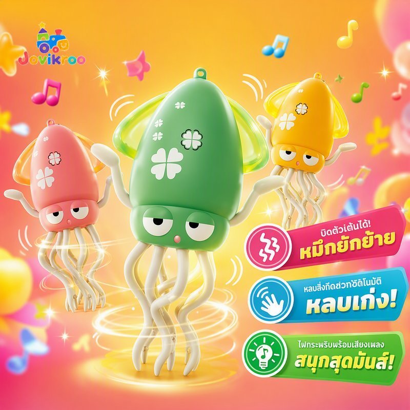 เต้นรําปลาหมึกของเล่นตุ๊กตาไฟ นํา เพลงซ้ําเสียงนุ่มความเครียดบรรเทาของขวัญคริสต์มาสเด็ก