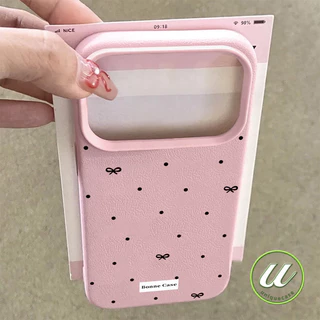 เคสโทรศัพท์สีดำแบบผ้าโบว์และลายจุดสไตล์อินสตาแกรม เคสไอโฟน IPhone 17 12 14 11 16 13 15 Pro Max Air XS Max XR X15 16 Plus