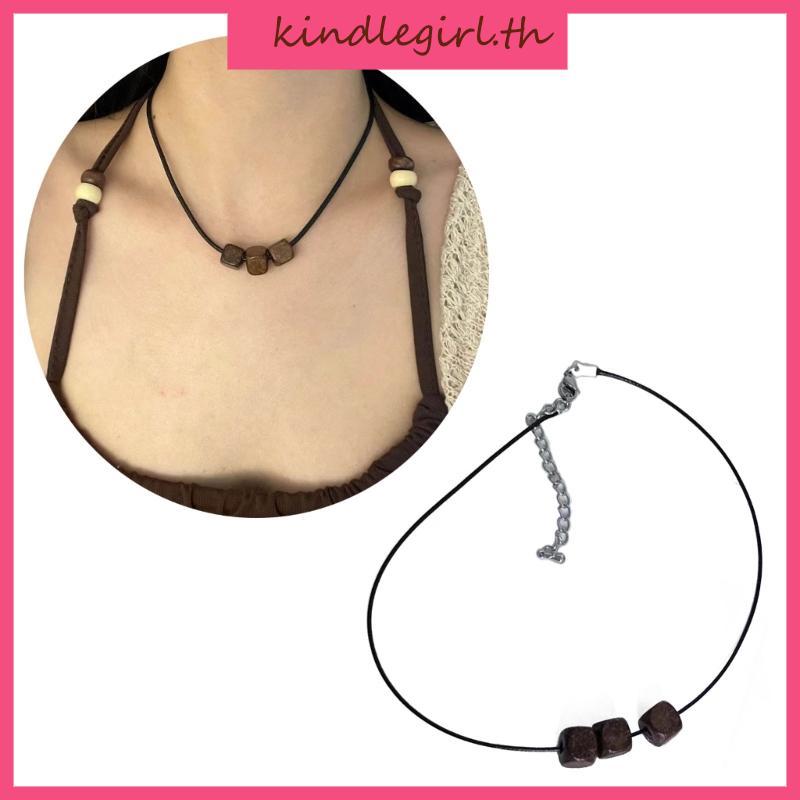 KING Y2K Hip Hop Cool Clavicle 3D สร้อยคอลูกปัดสําหรับผู้ชายผู้หญิง PU เชือก Choker