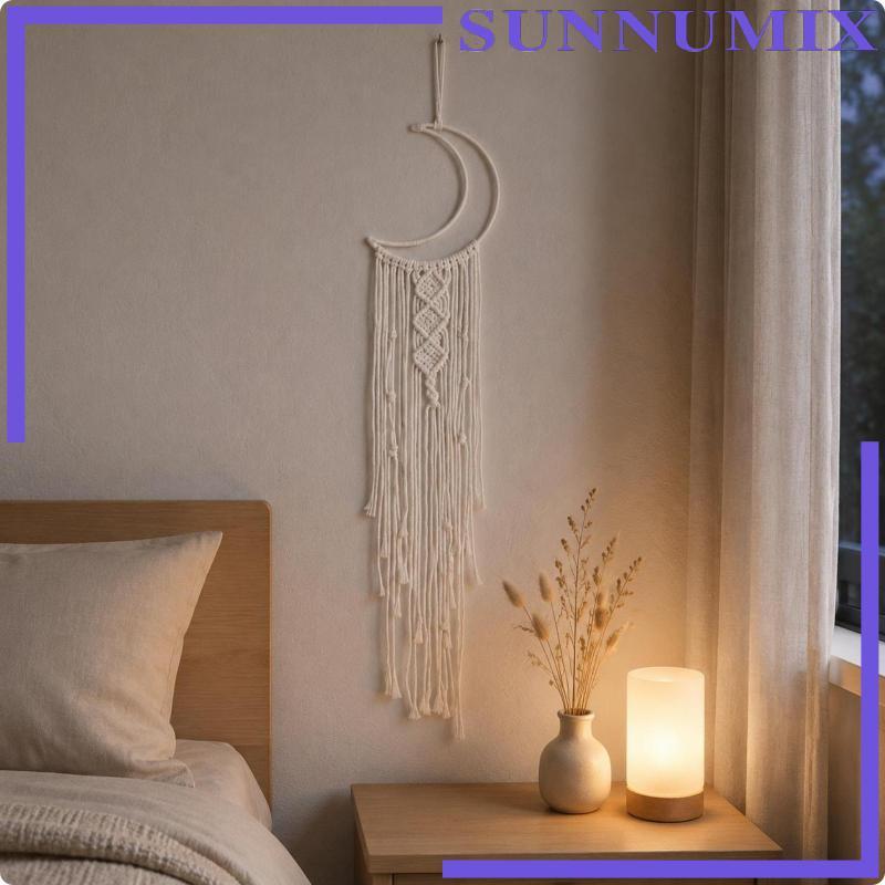 [Sunnimix] Moon Tassel Wall Decor Handmade Rope Wall Tapestry Boho Style Sj1004bcd Led