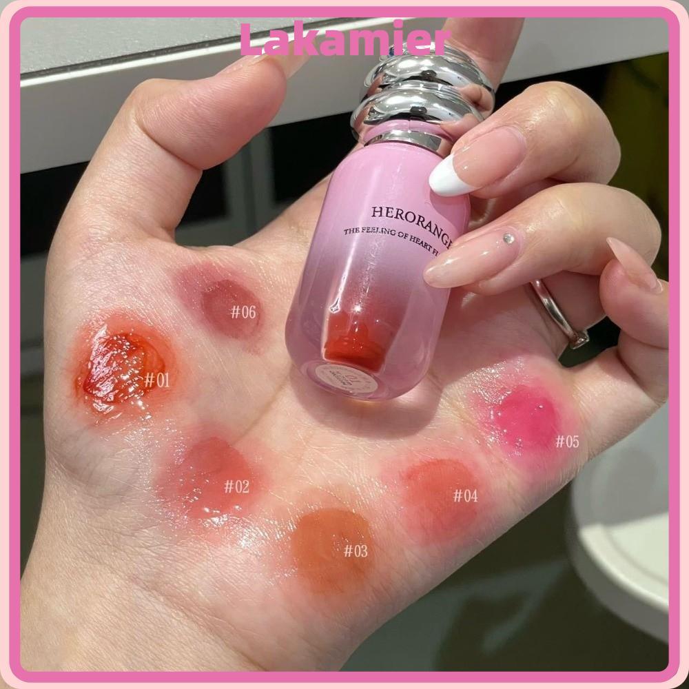 LAKA Mirror Water Lip Gloss, Brighten Lip Glaze 6 สี, Long-Lasting Lip Care Moisturizing Lip Oil ทุก
