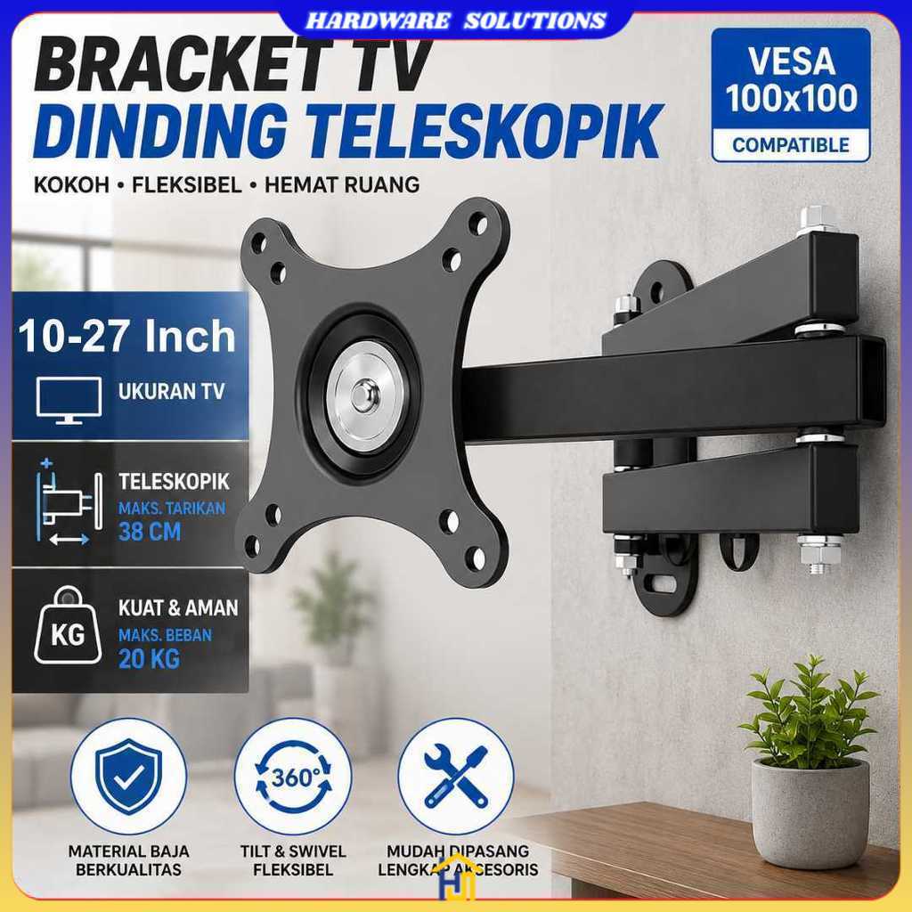 VESA 100x100 10-27 นิ้ว 360 องศาหมุนผนัง TV Bracket - DKE-S27