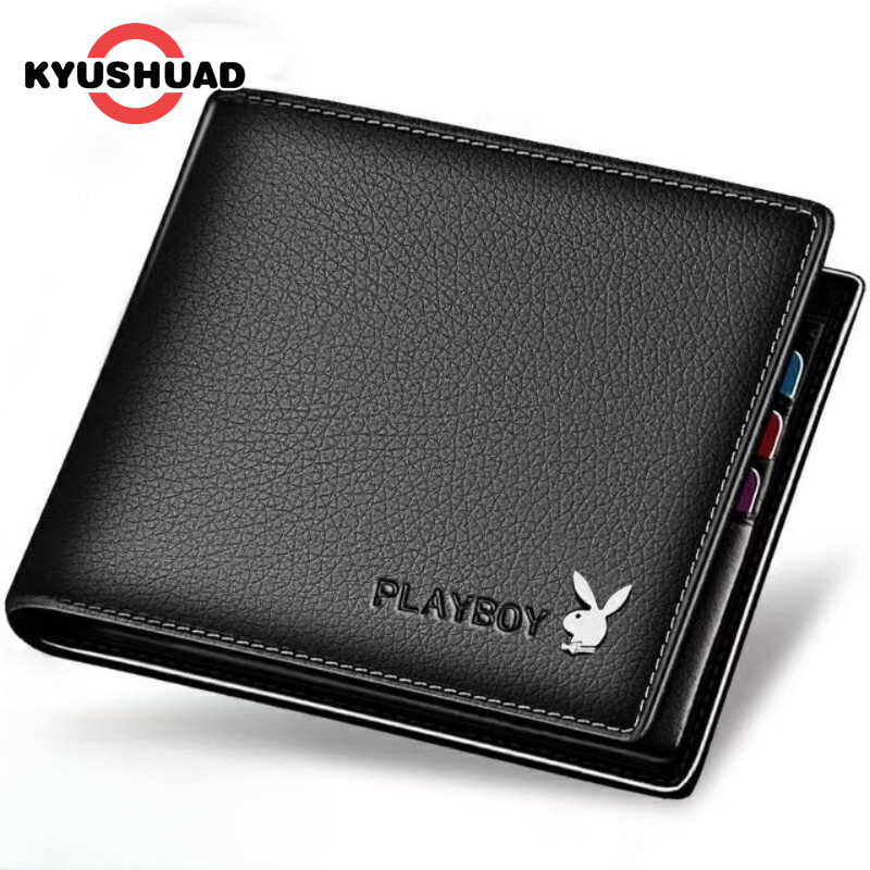 Spot Goods Kyushuad กระเป๋าสตางค์แท้ผู้ชายทรงกลมกระเป๋าสตางค์สไตล์สั้นงานเย็บปักถักร้อยกระเป๋าสตางค์หนังแท้แฟชั่น