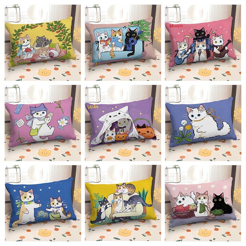 การรักษา แมว แมว การ์ตูนปลอกหมอนเบาะ 30 * 50 ผ้าคลุมโซฟาสี่เหลี่ยม 40 * 60 รถปลอกหมอนอิงน่ารัก
