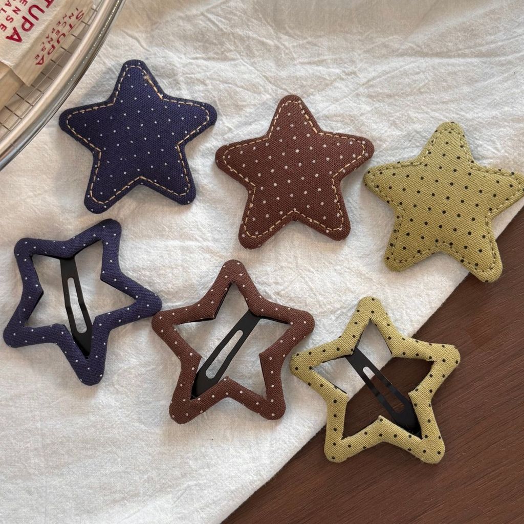 กิ๊บติดผมลายจุด Star Denim Blue Hollow Star BB Clips