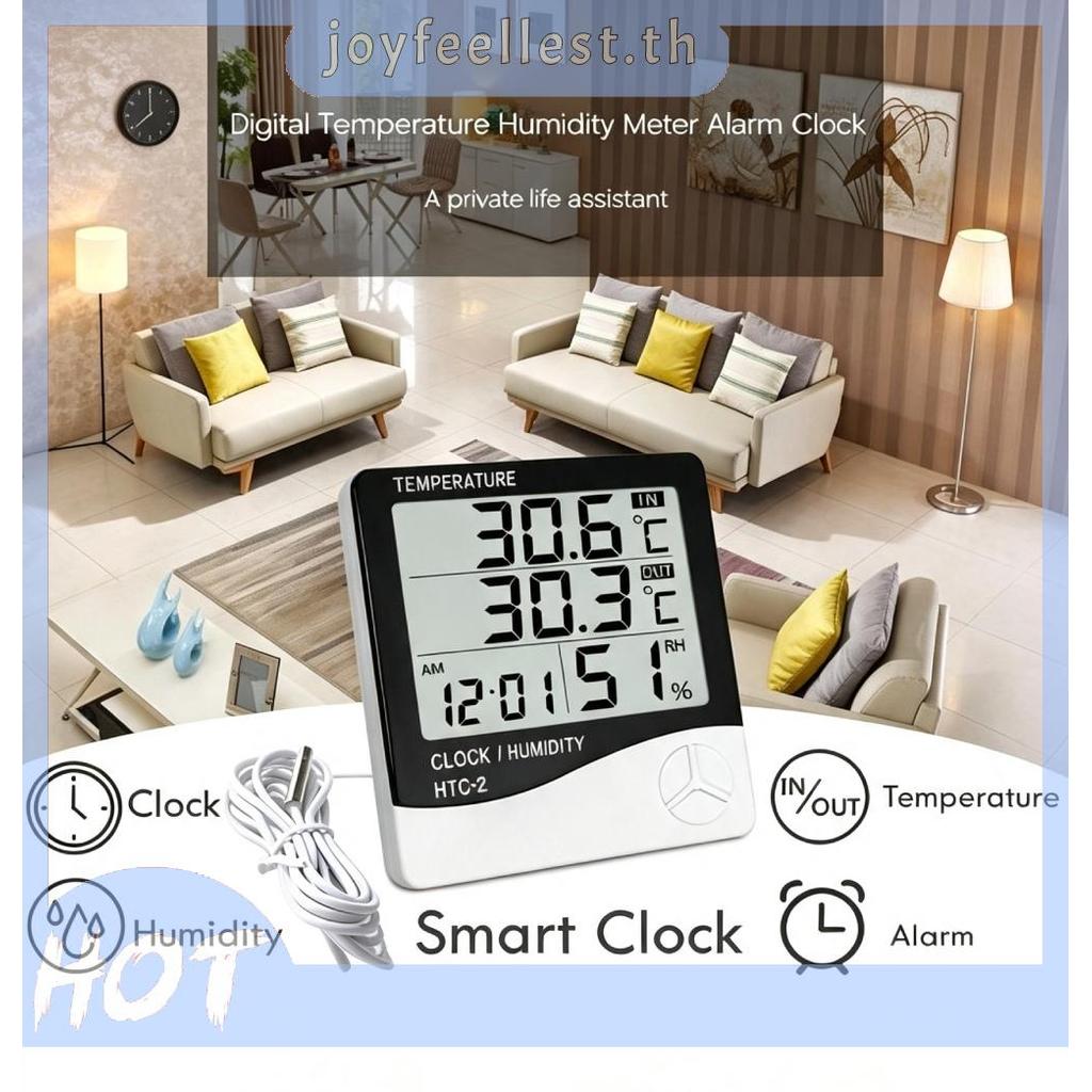 HTC-2 เครื่องวัดอุณหภูมิและความชื้น แบบดิจิตอล Thermometer มัลติฟังชั่น นาฬิกา วัดอุณหภูมิได้ทั้งภายในและภายนอก