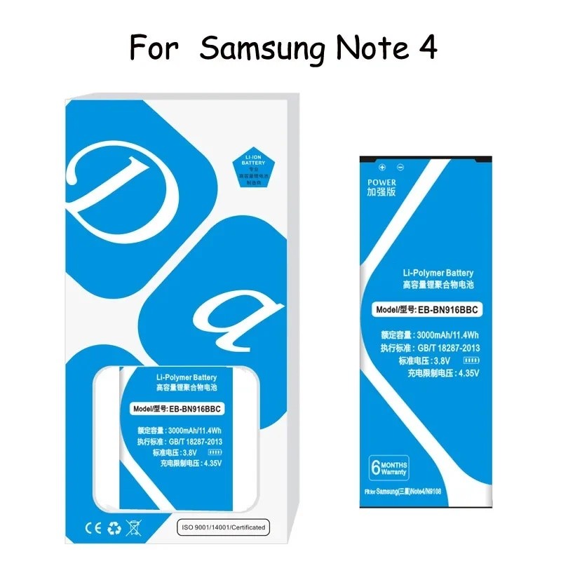 XDOU EB-BN916BBC 3000mAh แบตเตอรี่สําหรับ Samsung Galaxy หมายเหตุ 4 N9100 N9109W N9108 N9106V คุณภาพ