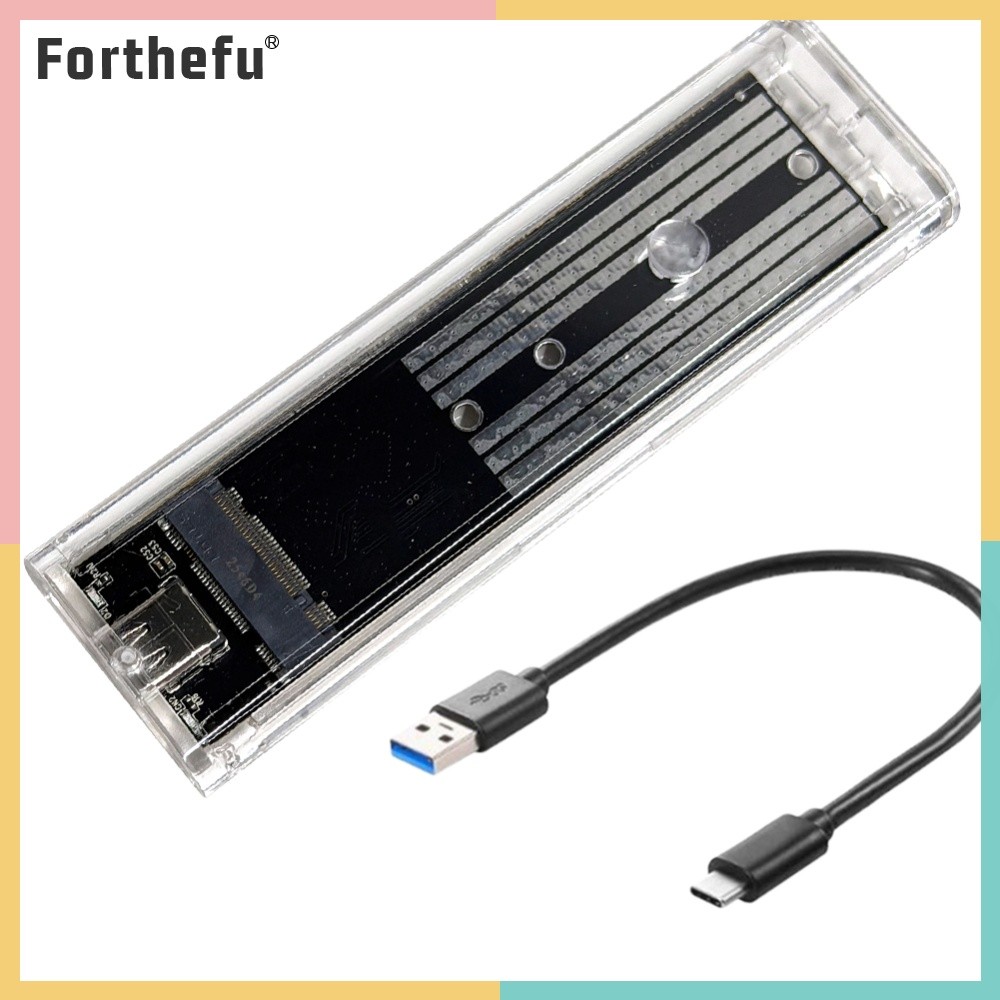 ★ ฟอร์ธีฟู ★  M.2 NGFF SATA Type C USB 3.1 โปร่งใสภายนอก SSD Case 10Gbps SSD Enclosure อะแดปเตอร์ SS