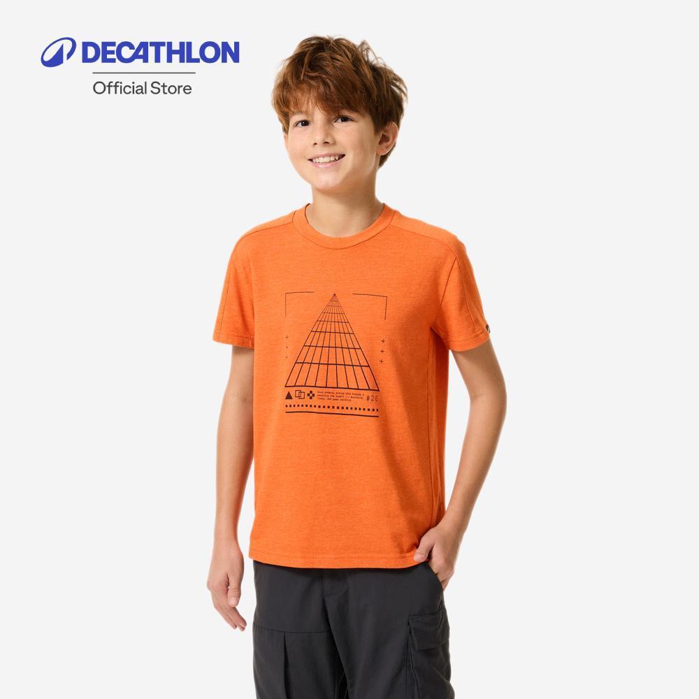 Decathlon Kids' Hiking T-Shirt Nh100 7-15 Years เสื้อยืดเดินป่าสำหรับเด็กอายุ 7-15 ปี รุ่น Nh100 - O