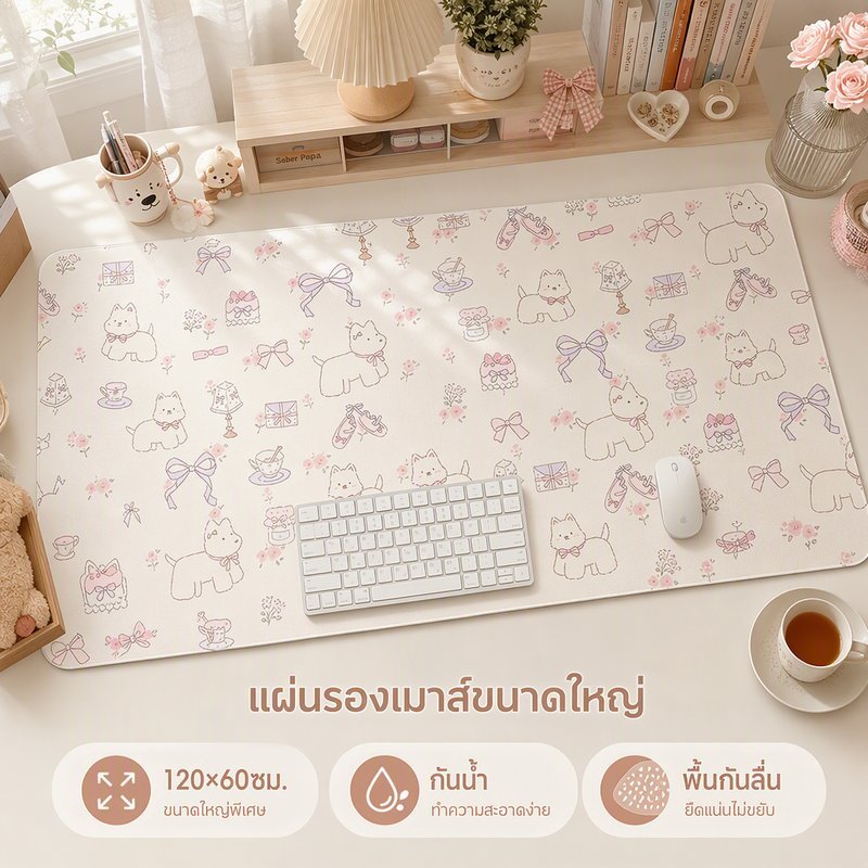 แผ่นรองเมาส์และแผ่นรองโต๊ะ หนัง PU ลายการ์ตูนน่ารัก กันน้ำ กันลื่น ใช้งานลื่นไหล ทำงานและเล่นเกม