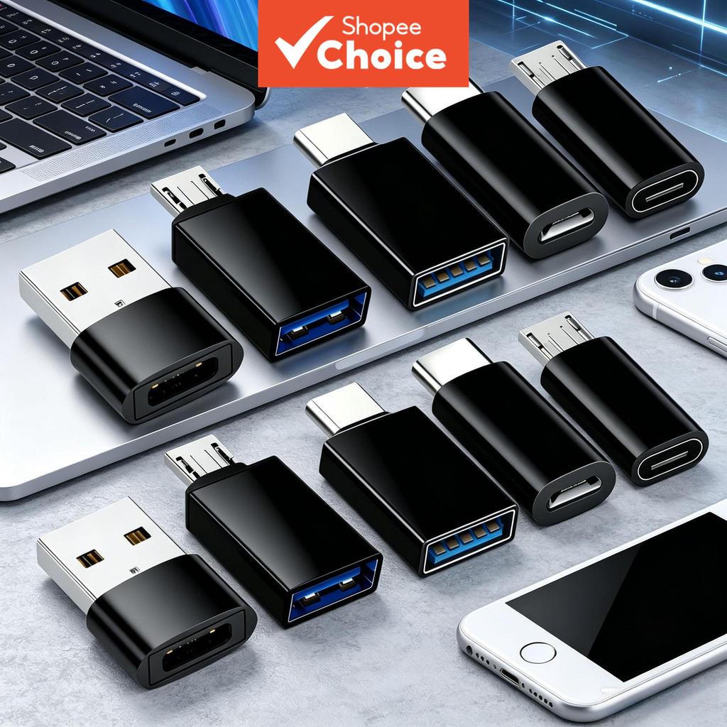อะแดปเตอร์ USB เป็น USB-C อะแดปเตอร์ USB Type-C หญิงเป็น อะแดปเตอร์แปลง Micro เป็น USB-C ชาย/หญิง เหมาะสําหรับแล็ปท็อป