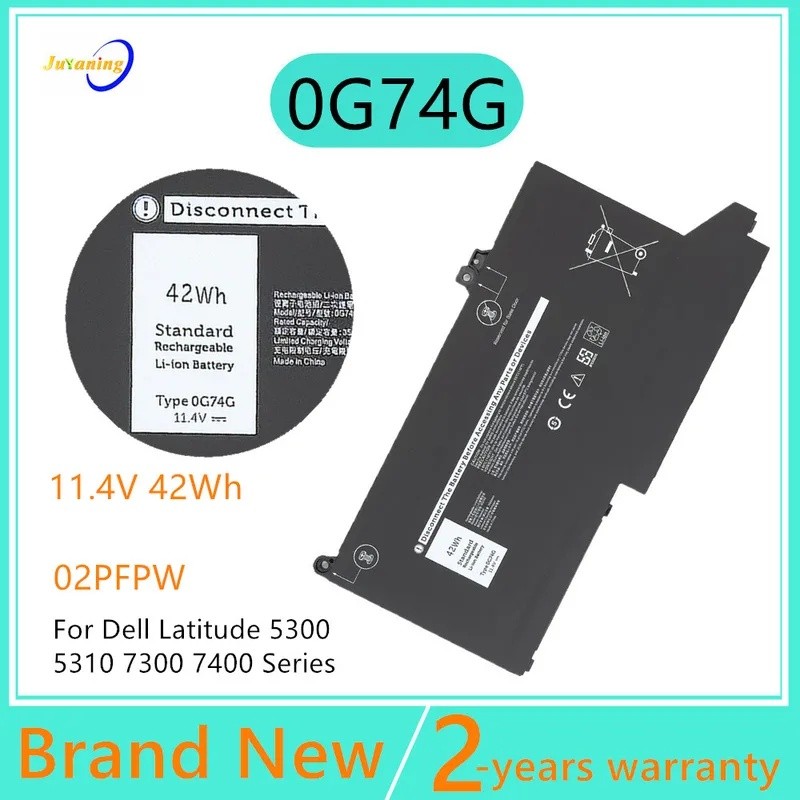 0G74G แบตเตอรี่แล็ปท็อปสําหรับ DELL Latitude 5300 5310 7300 7400 Series โน้ตบุ๊ค OG74G 02PFPW 11.4V 