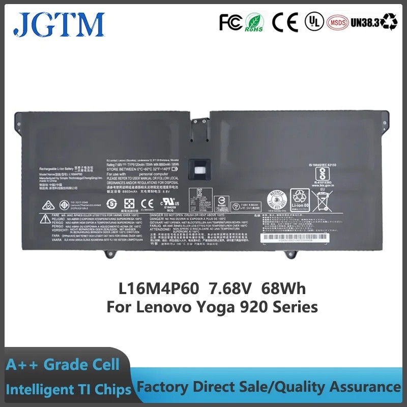 JGTM เปลี่ยน L16M4P60 แบตเตอรี่แล็ปท็อปสําหรับ Lenovo โยคะ 920 920-13IKB 920-13KB 920-13IKB-80Y7 80Y