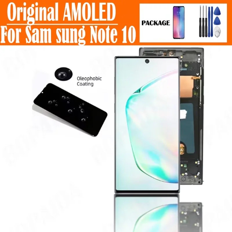 Original 6.3 แบบไดนามิก AMOLED สําหรับ SAMSUNG Note10 LCD หน้าจอสัมผัส N970F N970U Digitizer Assembl