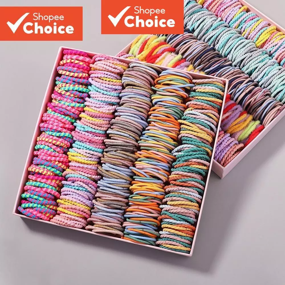 Tinywiny Candy Color Soft Elastic Hair Ties 100 ชิ้นสําหรับเด็กผู้หญิงและเด็ก