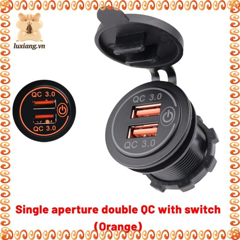 12V 36W Quick Charge 3.0 Dual USB Car Charger USB Fast Charger พร้อมสวิตช์สําหรับเรือรถจักรยานยนต์รถ