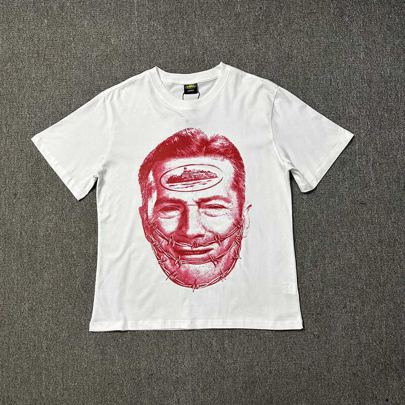 VLONE FOG Cortiez VLONE FOG Cortiez VLONE FOG Cortiez Portrait Spoof พิมพ์เสื้อยืดแขนสั้นผู้ชายฤดูร้